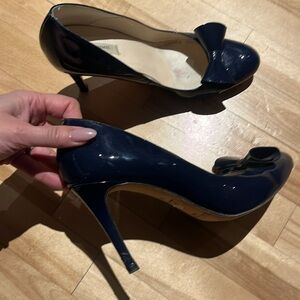 L.K. bennett dark blue patent leather heels